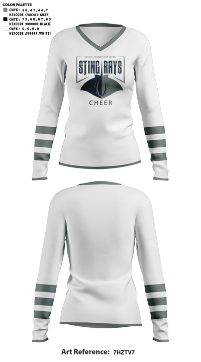 Coastal Academy High School Cheer 84548138 Women's Long Sleeve V-neck Shirt - 45