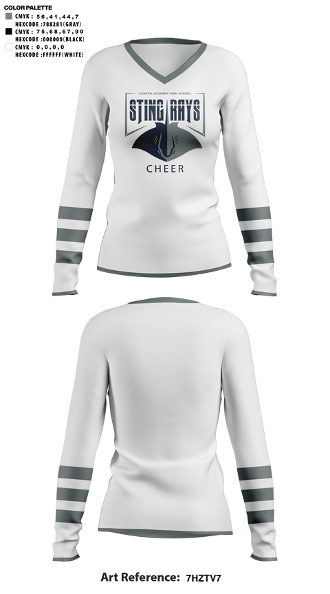 Womens Long Sleeve Vneck Shirt, Coastal Academy High School Cheer, Cheer, Teamtime, Team time, sublimation, custom sports apparel, team uniforms, spirit wear, spiritwear, sports uniforms, custom shirts, team store, custom team store, fundraiser sports, apparel fundraiser