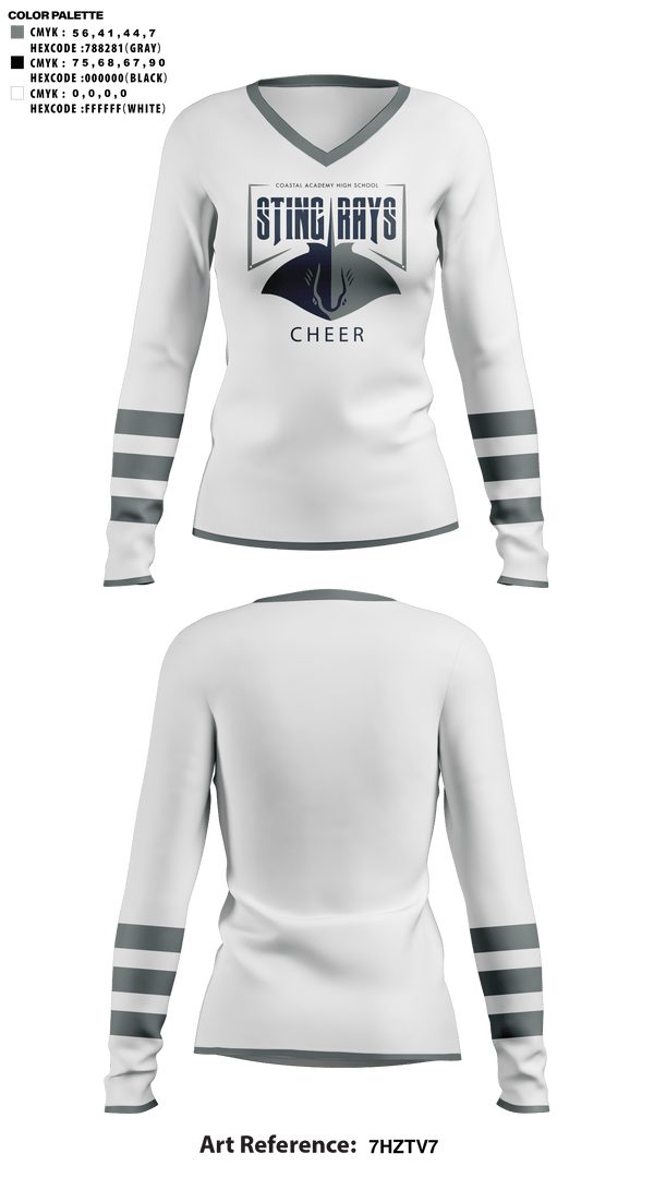 Womens Long Sleeve Vneck Shirt, Coastal Academy High School Cheer, Cheer, Teamtime, Team time, sublimation, custom sports apparel, team uniforms, spirit wear, spiritwear, sports uniforms, custom shirts, team store, custom team store, fundraiser sports, apparel fundraiser