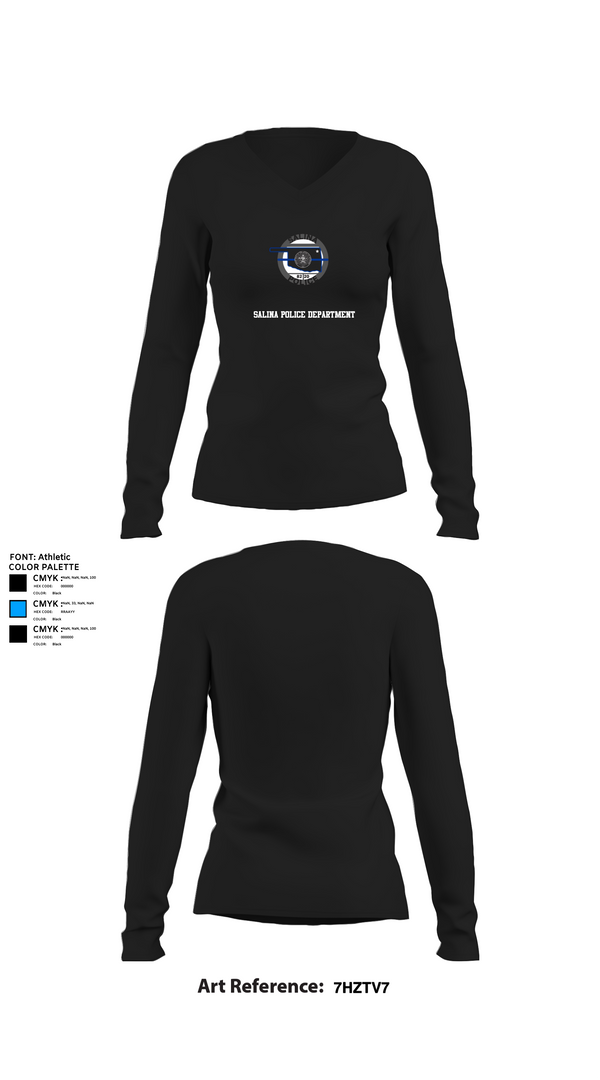 Womens Long Sleeve Vneck Shirt, Salina Police Department, Police, Teamtime, Team time, sublimation, custom sports apparel, team uniforms, spirit wear, spiritwear, sports uniforms, custom shirts, team store, custom team store, fundraiser sports, apparel fundraiser