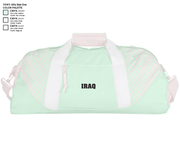 Duffle Bag, Iraq, Men's Soccer, Teamtime, Team time, sublimation, custom sports apparel, team uniforms, spirit wear, spiritwear, sports uniforms, custom shirts, team store, custom team store, fundraiser sports, apparel fundraiser