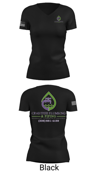 Womens Short Sleeve Vneck Shirt, Crabtree Plumbing & Piping, , Teamtime, Team time, sublimation, custom sports apparel, team uniforms, spirit wear, spiritwear, sports uniforms, custom shirts, team store, custom team store, fundraiser sports, apparel fundraiser