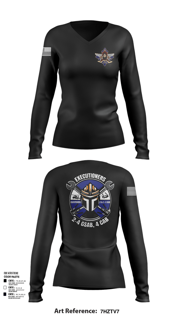 Womens Long Sleeve Vneck Shirt, E 2-4 GSAB, Army, Teamtime, Team time, sublimation, custom sports apparel, team uniforms, spirit wear, spiritwear, sports uniforms, custom shirts, team store, custom team store, fundraiser sports, apparel fundraiser