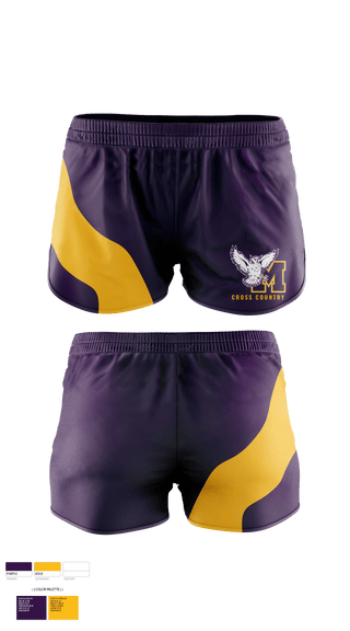 Womens Shorts, Monticello High School Cross Country, Cross Country, Teamtime, Team time, sublimation, custom sports apparel, team uniforms, spirit wear, spiritwear, sports uniforms, custom shirts, team store, custom team store, fundraiser sports, apparel fundraiser