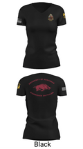 University of Arkansas Army ROTC - Razorback Battalion 15416563 Women's Short Sleeve V-neck Shirt - 28
