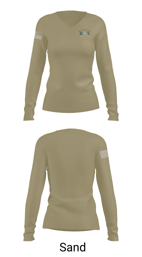 Womens Long Sleeve Vneck Shirt, 250th Military Intelligence Battalion, National Guard, Teamtime, Team time, sublimation, custom sports apparel, team uniforms, spirit wear, spiritwear, sports uniforms, custom shirts, team store, custom team store, fundraiser sports, apparel fundraiser