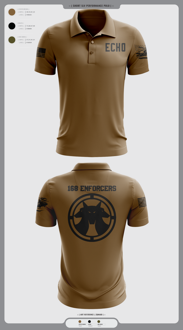 Short Sleeve Performance Polo, Echo, Army, Teamtime, Team time, sublimation, custom sports apparel, team uniforms, spirit wear, spiritwear, sports uniforms, custom shirts, team store, custom team store, fundraiser sports, apparel fundraiser