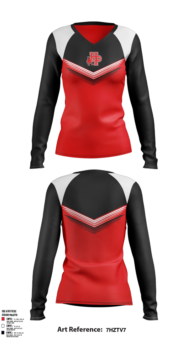 Womens Long Sleeve Vneck Shirt, Highland Park Senior High School Gymnastics, Spirit Store, Teamtime, Team time, sublimation, custom sports apparel, team uniforms, spirit wear, spiritwear, sports uniforms, custom shirts, team store, custom team store, fundraiser sports, apparel fundraiser