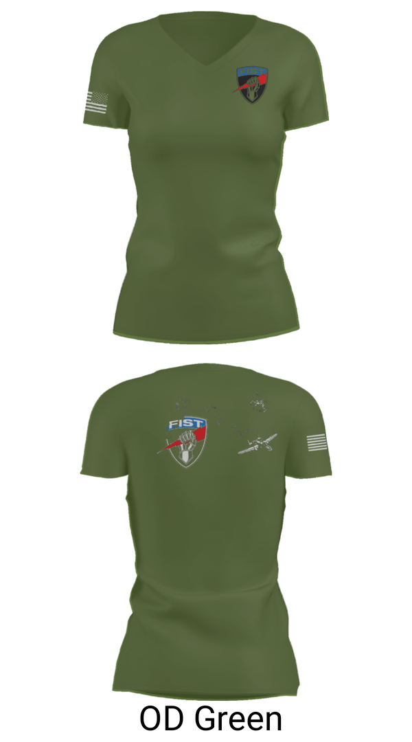Womens Short Sleeve Vneck Shirt, 3-172 FiST, Army, Teamtime, Team time, sublimation, custom sports apparel, team uniforms, spirit wear, spiritwear, sports uniforms, custom shirts, team store, custom team store, fundraiser sports, apparel fundraiser