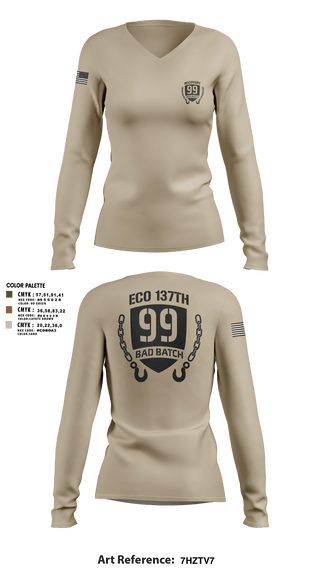 Womens Long Sleeve Vneck Shirt, 137th Echo Company1-137th AV E co, National Guard, Teamtime, Team time, sublimation, custom sports apparel, team uniforms, spirit wear, spiritwear, sports uniforms, custom shirts, team store, custom team store, fundraiser sports, apparel fundraiser