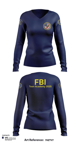 Womens Long Sleeve Vneck Shirt, FBI Citizens Academy, , Teamtime, Team time, sublimation, custom sports apparel, team uniforms, spirit wear, spiritwear, sports uniforms, custom shirts, team store, custom team store, fundraiser sports, apparel fundraiser