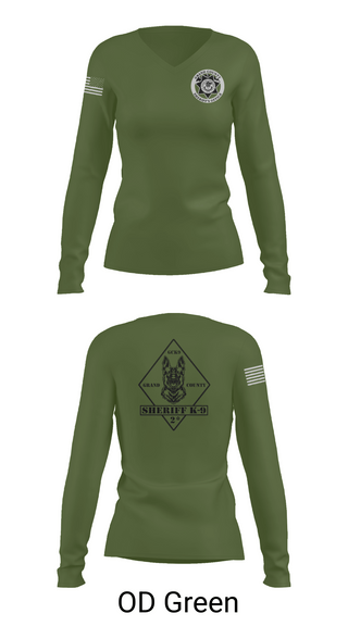 Womens Long Sleeve Vneck Shirt, GCSO K9, , Teamtime, Team time, sublimation, custom sports apparel, team uniforms, spirit wear, spiritwear, sports uniforms, custom shirts, team store, custom team store, fundraiser sports, apparel fundraiser