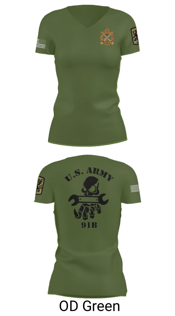 Womens Short Sleeve Vneck Shirt, 411TH, Army, Teamtime, Team time, sublimation, custom sports apparel, team uniforms, spirit wear, spiritwear, sports uniforms, custom shirts, team store, custom team store, fundraiser sports, apparel fundraiser