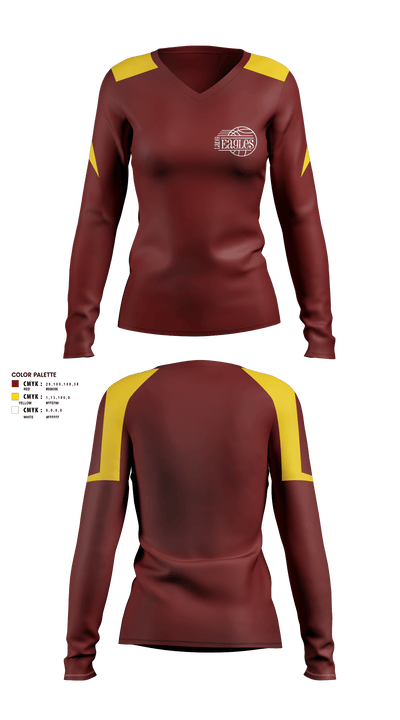 Ellicottville Central Middle School Basketball 93433700 Women's Long Sleeve V-neck Shirt - 2