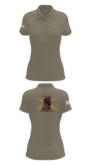 Womens Short Sleeve Performance Polo, ALPHA ROCK, Army, Teamtime, Team time, sublimation, custom sports apparel, team uniforms, spirit wear, spiritwear, sports uniforms, custom shirts, team store, custom team store, fundraiser sports, apparel fundraiser