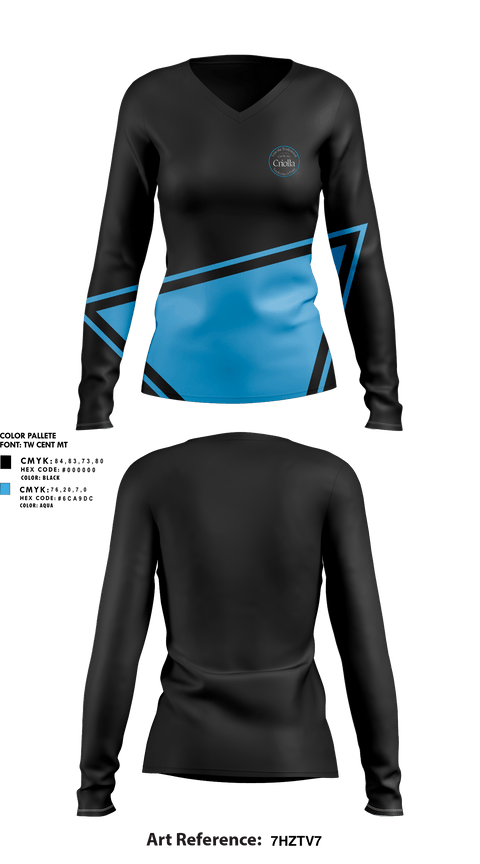 Womens Long Sleeve Vneck Shirt, Criolla Sandwich & Pasta, , Teamtime, Team time, sublimation, custom sports apparel, team uniforms, spirit wear, spiritwear, sports uniforms, custom shirts, team store, custom team store, fundraiser sports, apparel fundraiser
