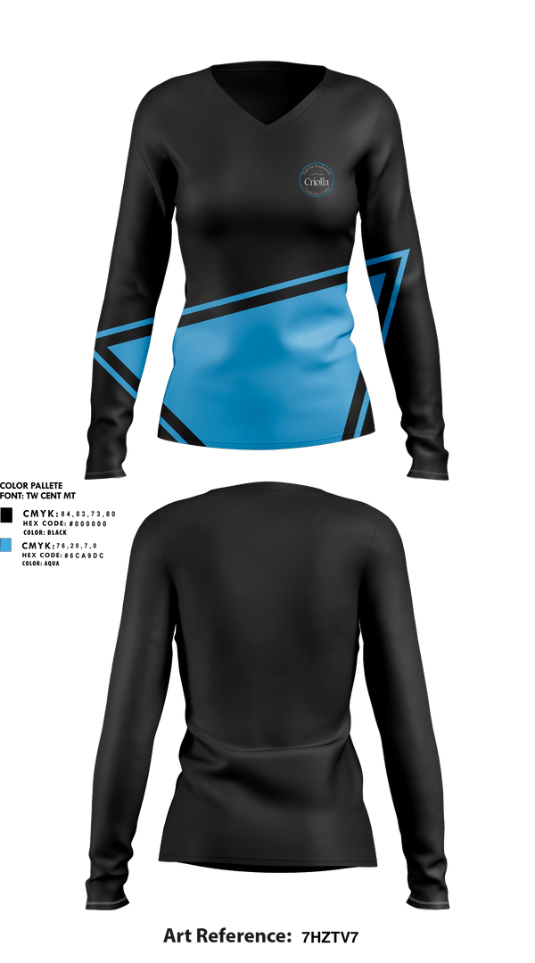 Womens Long Sleeve Vneck Shirt, Criolla Sandwich & Pasta, , Teamtime, Team time, sublimation, custom sports apparel, team uniforms, spirit wear, spiritwear, sports uniforms, custom shirts, team store, custom team store, fundraiser sports, apparel fundraiser
