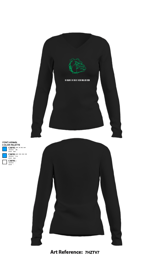 Womens Long Sleeve Vneck Shirt, Boling High School Cheer, Cheer, Teamtime, Team time, sublimation, custom sports apparel, team uniforms, spirit wear, spiritwear, sports uniforms, custom shirts, team store, custom team store, fundraiser sports, apparel fundraiser