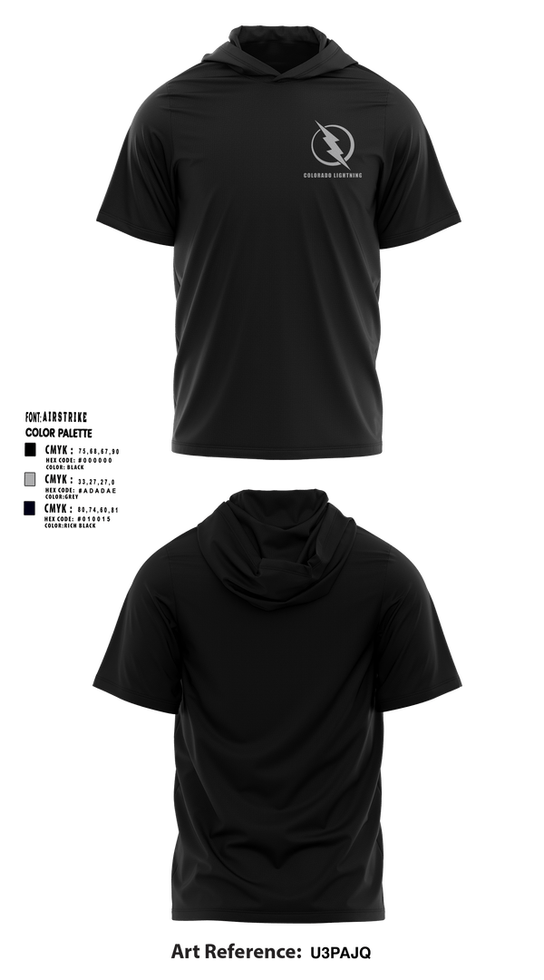 Short Sleeve Performance Shirt with hood, Colorado Lightning Basketball Club, Men's Basketball, Teamtime, Team time, sublimation, custom sports apparel, team uniforms, spirit wear, spiritwear, sports uniforms, custom shirts, team store, custom team store, fundraiser sports, apparel fundraiser