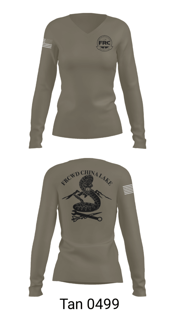 Women's Long Sleeve Vneck Shirt, FRCW Det China Lake, Navy, Teamtime, Team time, sublimation, custom sports apparel, team uniforms, spirit wear, spiritwear, sports uniforms, custom shirts, team store, custom team store, fundraiser sports, apparel fundraiser