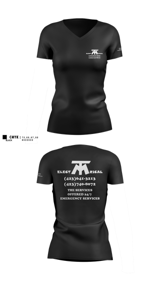 Womens Short Sleeve Vneck Shirt, MT ELECTRICAL SERVICES, , Teamtime, Team time, sublimation, custom sports apparel, team uniforms, spirit wear, spiritwear, sports uniforms, custom shirts, team store, custom team store, fundraiser sports, apparel fundraiser