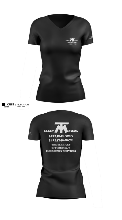 MT ELECTRICAL SERVICES 57123900 Women's Short Sleeve V-neck Shirt - 2