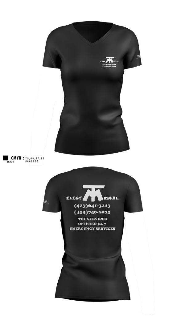 Womens Short Sleeve Vneck Shirt, MT ELECTRICAL SERVICES, , Teamtime, Team time, sublimation, custom sports apparel, team uniforms, spirit wear, spiritwear, sports uniforms, custom shirts, team store, custom team store, fundraiser sports, apparel fundraiser