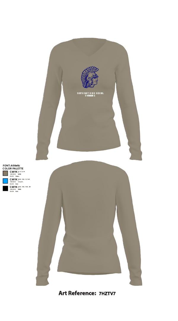 Womens Long Sleeve Vneck Shirt, Southeast High School Swimming, Swimming, Teamtime, Team time, sublimation, custom sports apparel, team uniforms, spirit wear, spiritwear, sports uniforms, custom shirts, team store, custom team store, fundraiser sports, apparel fundraiser