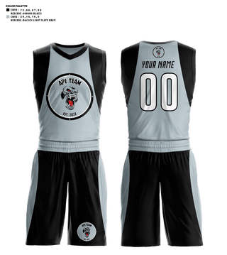 Basketball Uniform, Ape Team, Men's Basketball, Teamtime, Team time, sublimation, custom sports apparel, team uniforms, spirit wear, spiritwear, sports uniforms, custom shirts, team store, custom team store, fundraiser sports, apparel fundraiser