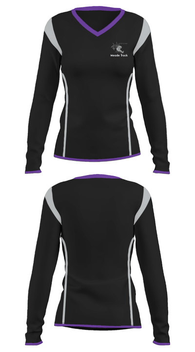 Meade High School Track 444243 Women's Long Sleeve V-neck Shirt - 33