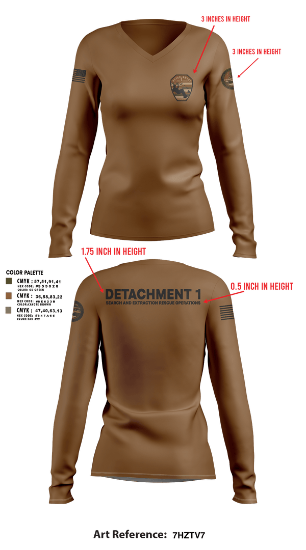 Womens Long Sleeve Vneck Shirt, Detachment 1, Air Force, Teamtime, Team time, sublimation, custom sports apparel, team uniforms, spirit wear, spiritwear, sports uniforms, custom shirts, team store, custom team store, fundraiser sports, apparel fundraiser