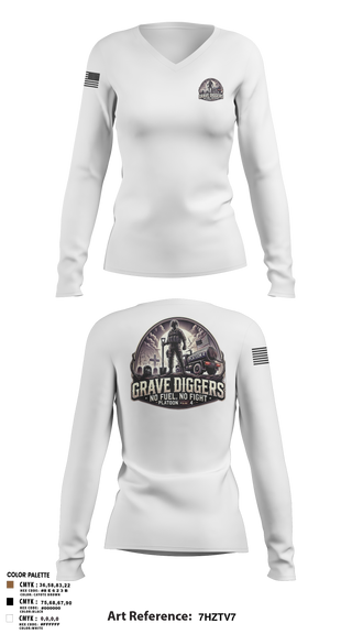 Womens Long Sleeve Vneck Shirt, Gravediggers, , Teamtime, Team time, sublimation, custom sports apparel, team uniforms, spirit wear, spiritwear, sports uniforms, custom shirts, team store, custom team store, fundraiser sports, apparel fundraiser