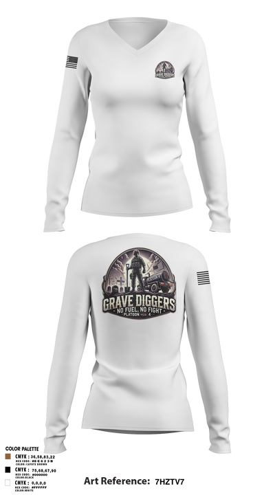 Gravediggers 54270931 Women's Long Sleeve V-neck Shirt - 106
