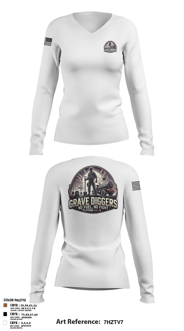 Womens Long Sleeve Vneck Shirt, Gravediggers, , Teamtime, Team time, sublimation, custom sports apparel, team uniforms, spirit wear, spiritwear, sports uniforms, custom shirts, team store, custom team store, fundraiser sports, apparel fundraiser