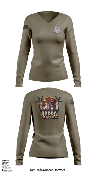 HHD 205th MI BN Women's Long Sleeve V-neck Shirt - 1 (1)