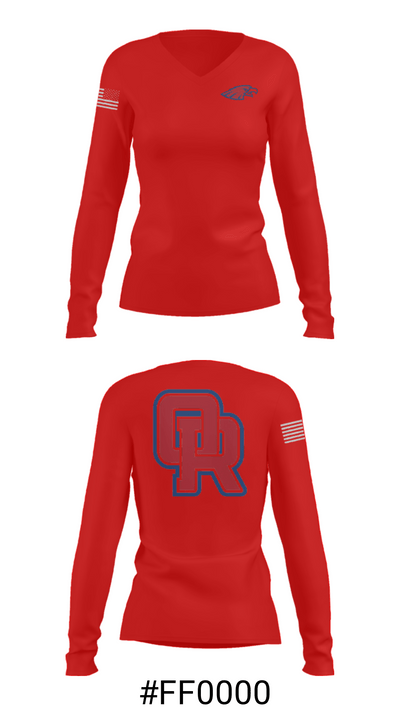 Oak Ridge High School Tennis 19732453 Women's Long Sleeve V-neck Shirt - 20