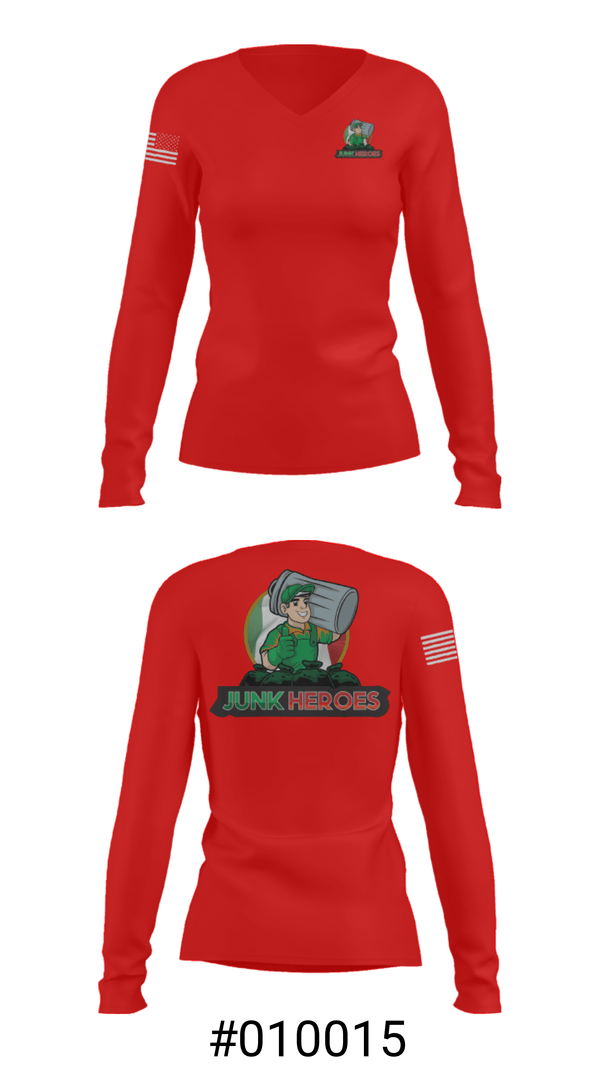 Women's Long Sleeve Vneck Shirt, Junk Heroes, , Teamtime, Team time, sublimation, custom sports apparel, team uniforms, spirit wear, spiritwear, sports uniforms, custom shirts, team store, custom team store, fundraiser sports, apparel fundraiser