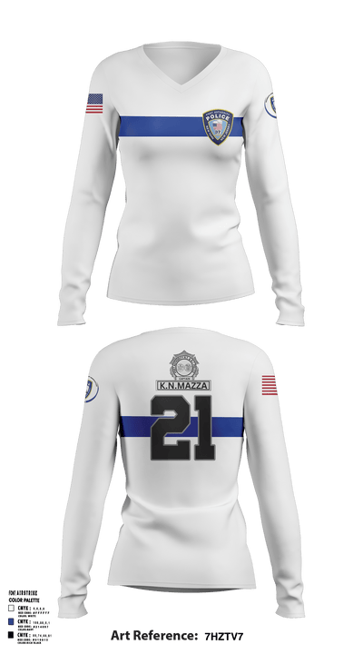 WLEA 84613193 Women's Long Sleeve V-neck Shirt - 1
