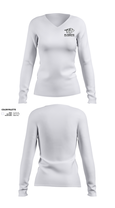 Plymouth Bowling 52990281 Women's Long Sleeve V-neck Shirt - 45