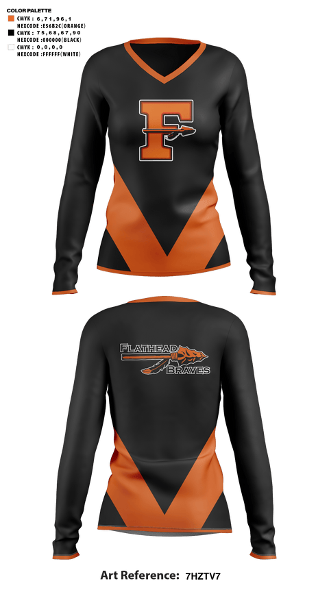 Womens Long Sleeve Vneck Shirt, Flathead High School Cheer, Cheer, Teamtime, Team time, sublimation, custom sports apparel, team uniforms, spirit wear, spiritwear, sports uniforms, custom shirts, team store, custom team store, fundraiser sports, apparel fundraiser