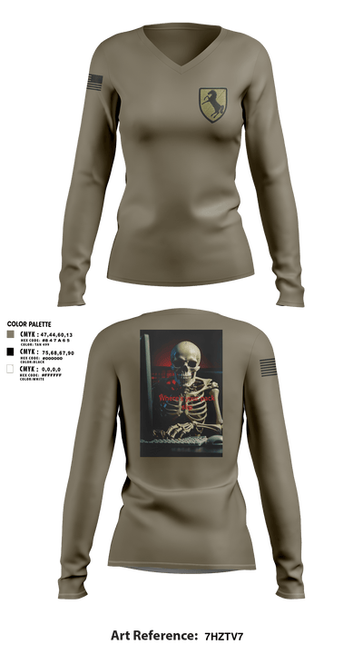 1/11 acr 73255623 Women's Long Sleeve V-neck Shirt - 1