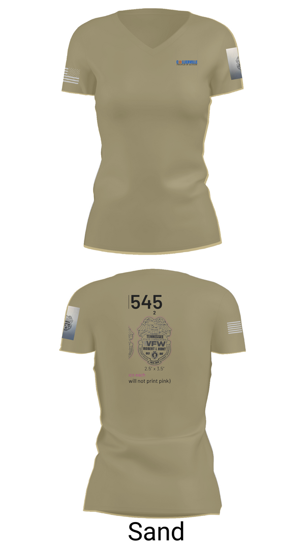 Womens Short Sleeve Vneck Shirt, TN VFW, Army, Teamtime, Team time, sublimation, custom sports apparel, team uniforms, spirit wear, spiritwear, sports uniforms, custom shirts, team store, custom team store, fundraiser sports, apparel fundraiser