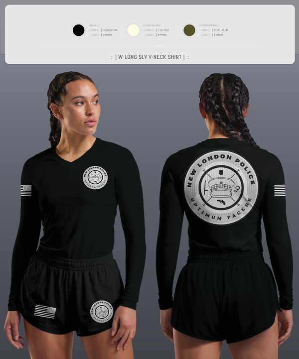 Womens Long Sleeve Vneck Shirt, NLPD, Police, Teamtime, Team time, sublimation, custom sports apparel, team uniforms, spirit wear, spiritwear, sports uniforms, custom shirts, team store, custom team store, fundraiser sports, apparel fundraiser