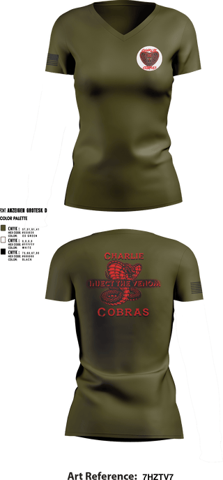 Women's Short Sleeve Vneck Shirt, Charlie Company Cobras, Army, Teamtime, Team time, sublimation, custom sports apparel, team uniforms, spirit wear, spiritwear, sports uniforms, custom shirts, team store, custom team store, fundraiser sports, apparel fundraiser