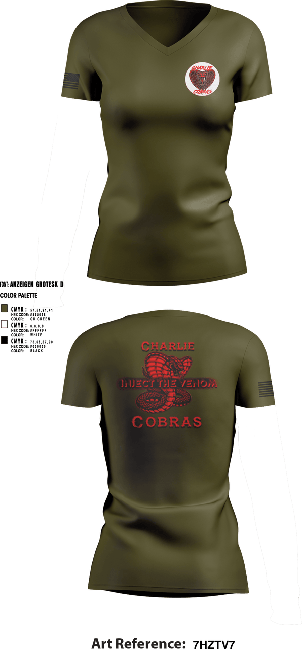 Women's Short Sleeve Vneck Shirt, Charlie Company Cobras, Army, Teamtime, Team time, sublimation, custom sports apparel, team uniforms, spirit wear, spiritwear, sports uniforms, custom shirts, team store, custom team store, fundraiser sports, apparel fundraiser