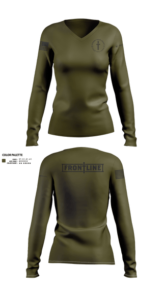 Womens Long Sleeve Vneck Shirt, Friends Baptist Church, , Teamtime, Team time, sublimation, custom sports apparel, team uniforms, spirit wear, spiritwear, sports uniforms, custom shirts, team store, custom team store, fundraiser sports, apparel fundraiser