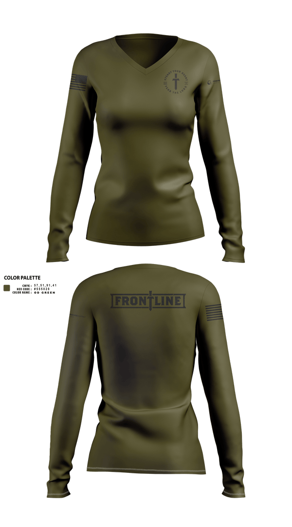Womens Long Sleeve Vneck Shirt, Friends Baptist Church, , Teamtime, Team time, sublimation, custom sports apparel, team uniforms, spirit wear, spiritwear, sports uniforms, custom shirts, team store, custom team store, fundraiser sports, apparel fundraiser