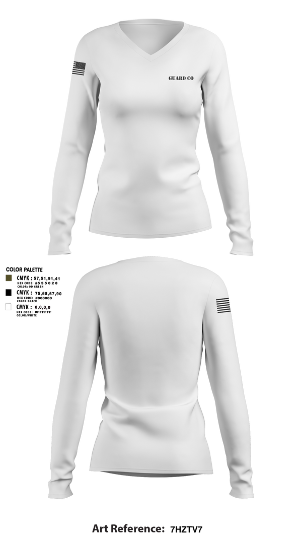 Womens Long Sleeve Vneck Shirt, Guard Co, , Teamtime, Team time, sublimation, custom sports apparel, team uniforms, spirit wear, spiritwear, sports uniforms, custom shirts, team store, custom team store, fundraiser sports, apparel fundraiser