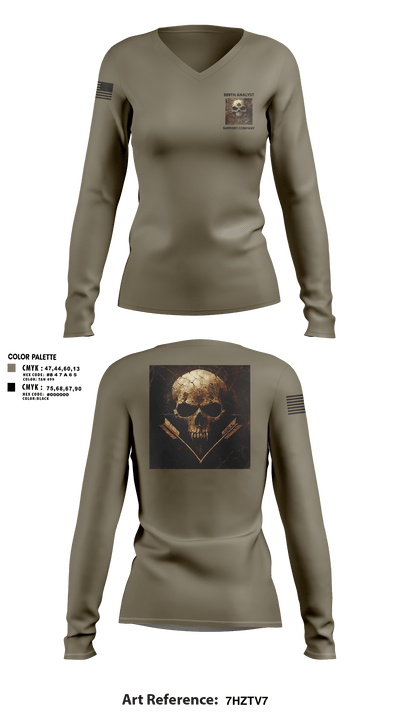 389th MI BN 57942620 Women's Long Sleeve V-neck Shirt - 1