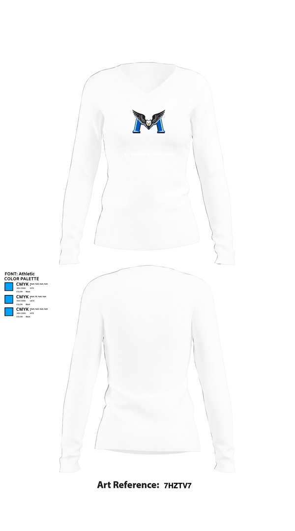 Womens Long Sleeve Vneck Shirt 1, R.E. Mountain Secondary School, Spirit Store, Teamtime, Team time, sublimation, custom sports apparel, team uniforms, spirit wear, spiritwear, sports uniforms, custom shirts, team store, custom team store, fundraiser sports, apparel fundraiser
